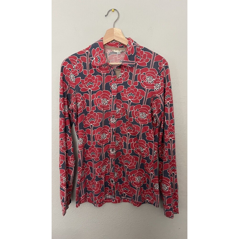 Boden Red and Blue Floral Button-Down Shirt long sleeve size 6